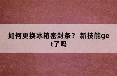 如何更换冰箱密封条？ 新技能get了吗